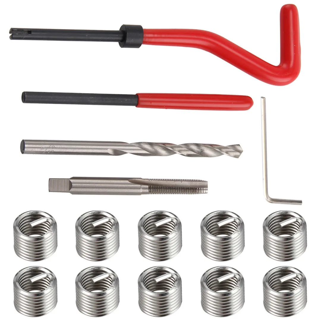 

Mayitr 15pcs/set Thread Tap Repair Cutter Tool Kit M9*1.25*13.5mm Helicoil Compatible for Auto Repairing Tools