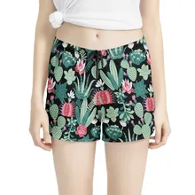Зеленый растения кактус узор Для женщин шорты для йоги дыхание Спортивная одежда для Для женщин s для тренажерного зала фитнеса тренировок короткие спортивные женские