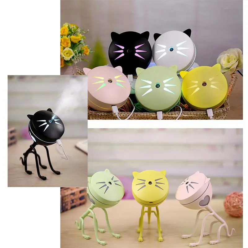 HOME 150ML портативный милый кот USB светодиодный светящийся увлажнитель воздуха с