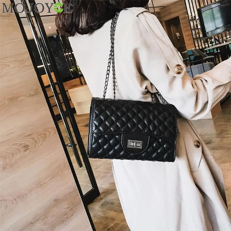 2018 Black Women Shoulder Bags Female Party Crossbody Chain Bag Plaid Handbag Quilted Sac A Main Femme Women Leather Handbags