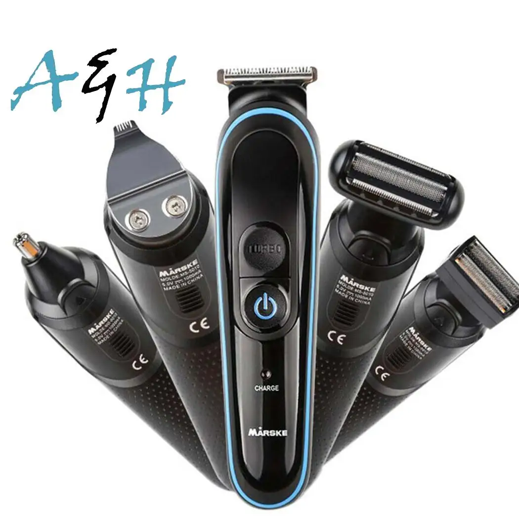 

5in1 Men's Professional shaver set electric beard trimmer stubble LED face eyebrow shaving nose ear trimer head,body groomer