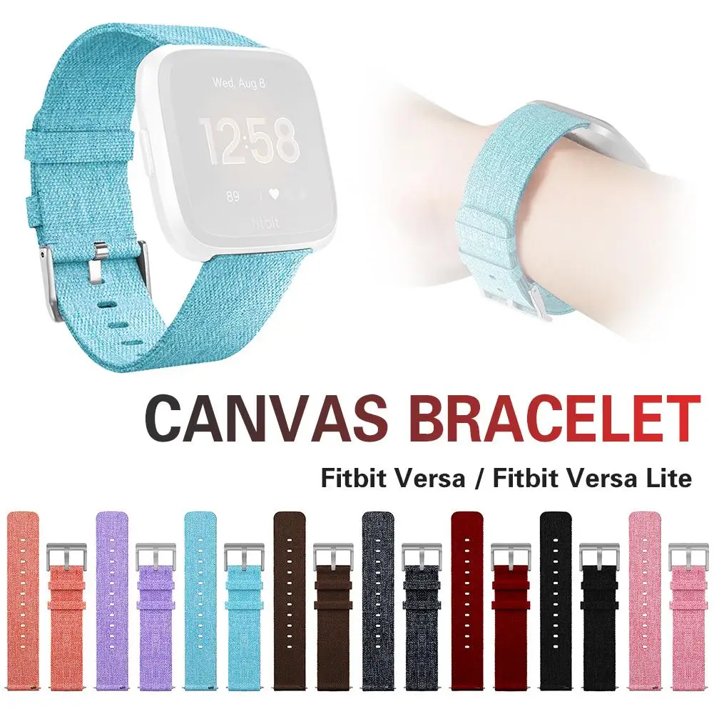 

Bracelet Replacement Wristband Watch Band Premium Canvas Strap Clasp for Fitbit Versa Fitbit Versa Lite Smartwatch