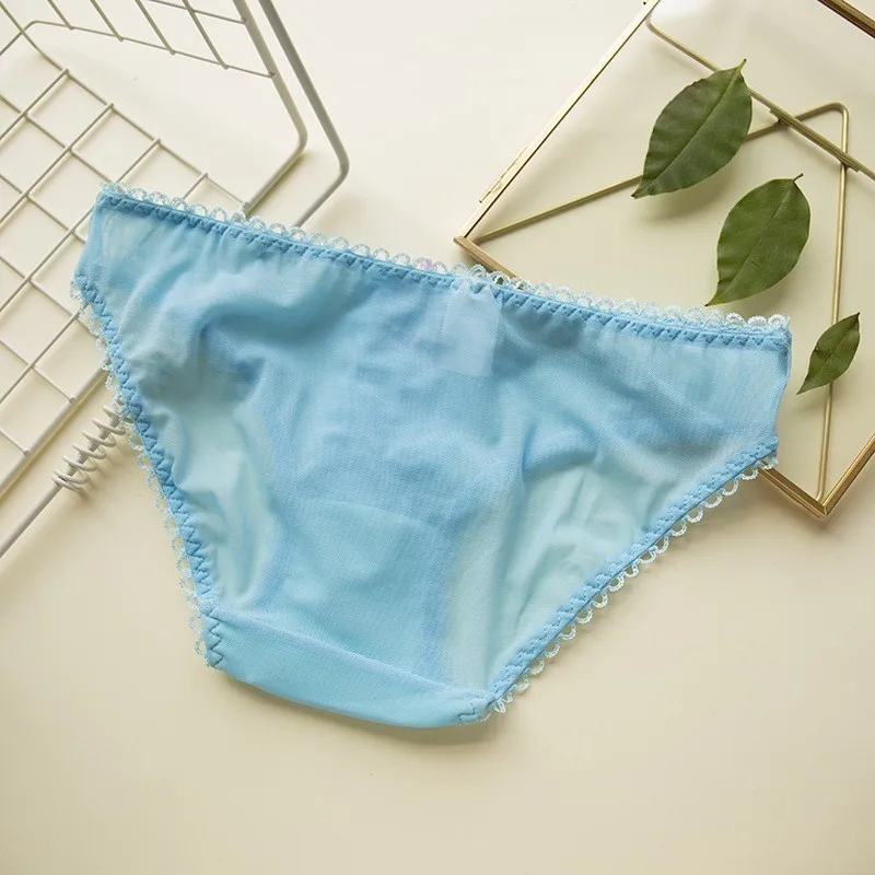 

Women's Panties Pleated Mesh Double Bow Triangle Mesh Panties Excellent Breathability Sexy Mesh Lady Panties Cotton