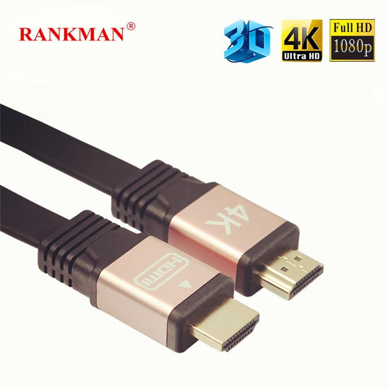 Rankman HDMI 2.0 Flat 4k*2K Gold-plated Cable 3D Male to Male for TV Laptop PS3 Projector Computer DVD 1.5/3/5/10m Rankman HDMI 2.0 Flat 4k*2K Gold-plated Cable 3D Male to Male for TV Laptop PS3 Projector Computer DVD 1.5/3/5/10m