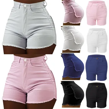 

Summer Women Casual High Waisted Short Mini Button Short Pants Sexy Solid Beach Shorts