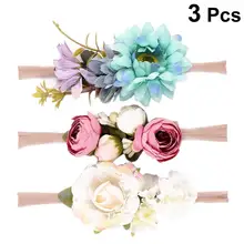 3 шт. детские цветочные повязки на голову свадебный венок для волос гирлянды в виде искусственных цветов головной убор Регулируемый головной убор аксессуары для волос