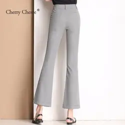Cherry изящество клетчатые женские расклешенные брюки на пуговицах на молнии узкие брюки женские осенние винтажные брюки офисные женские