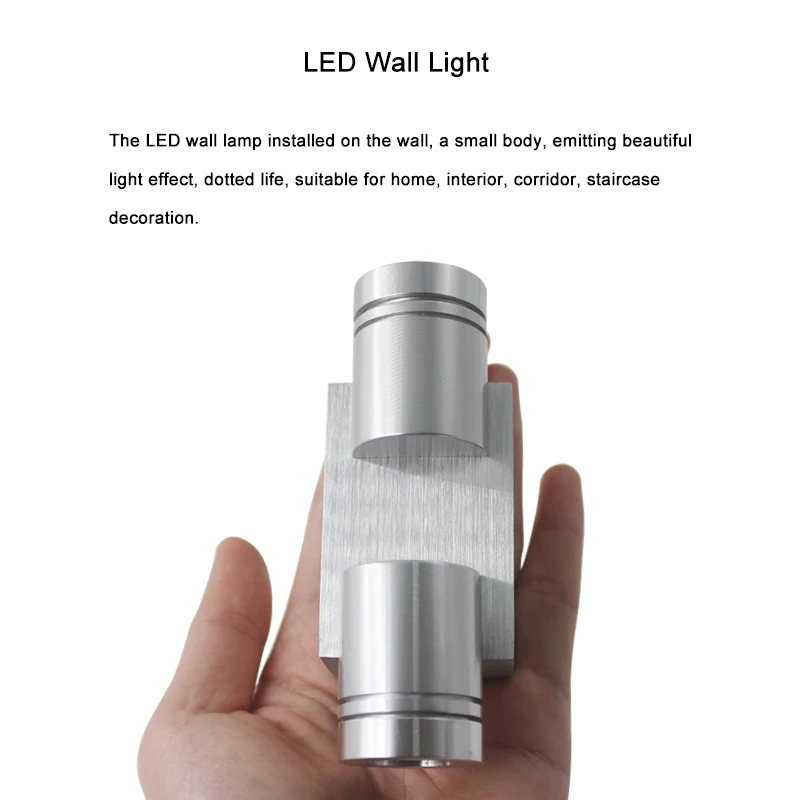 2 Вт AC 85 265 в вверх и вниз Wandlamp для внутреннего ТВ фона прикроватный проходной