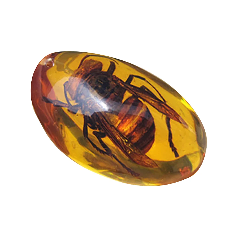 

Yellow Amber Bee Natural Insect Amber Specimens For Home Decorations