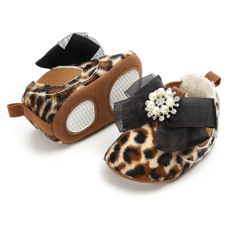 Emmababy детская обувь для новорожденных девочек Леопардовый бант мягкая подошва принцесса обувь для ползунков 0-18 м
