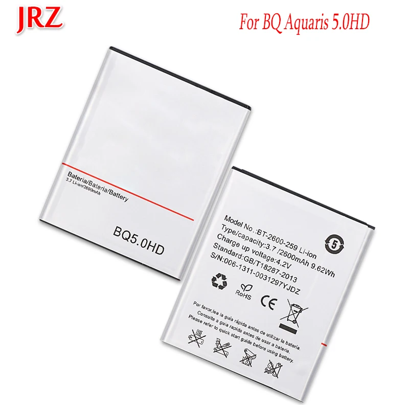 JRZ 3 7 V 2600mAh Высокое качество батарея для BQ Aquaris 5.0HD телефон замена батареи Bateria |