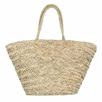 

New Bohemian Beach Bag Women Handmade Straw Bags Summer Grass Handbags Drawstring Basket Totes Bag Travel Tote Large Size