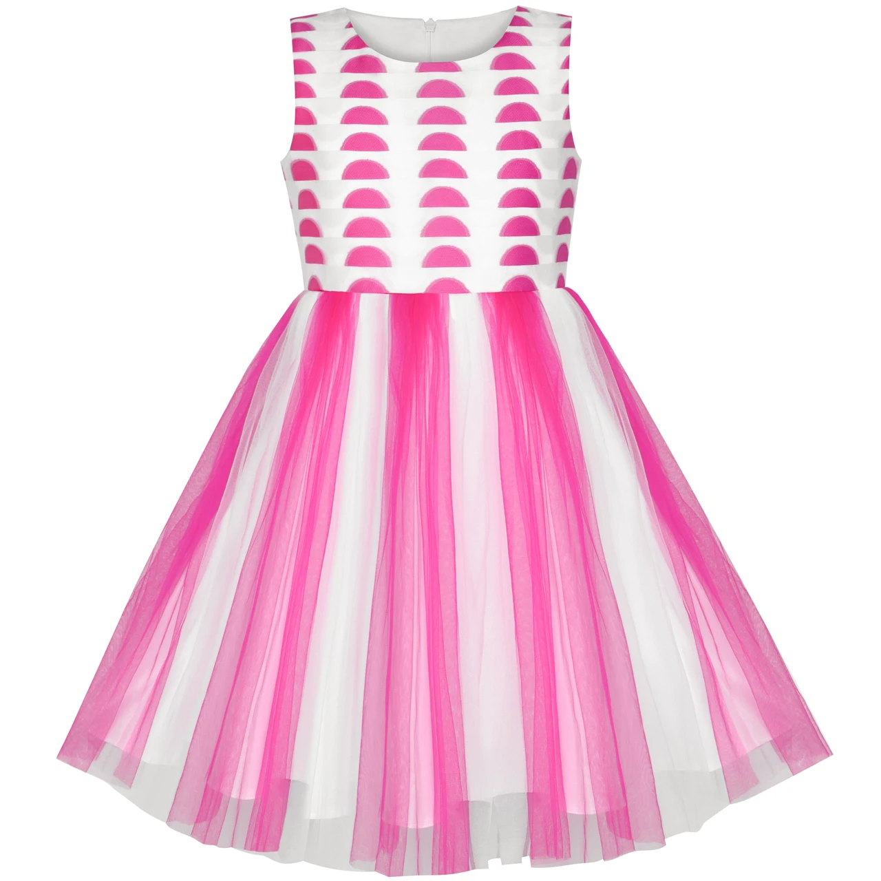 Sunny Fashion платья для девочек Цветовая контрастность Розовый Радуга единорог