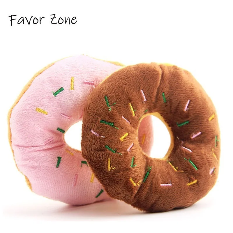 

Pet Toy Fleece Cotton Donut Lovely Dog Puppy Cat Toys Chew Squeak Quack Sound Pillow Appease Toy Natural Non-toxic Pet Supplies