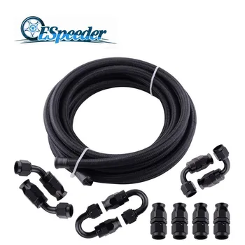 

ESPEEDER AN6 0/45/90/180 Degree Aluminum Swivel Hose End Fitting 5 Meter PTFE Fuel Hose Line Oil Cooler Hose Adapter Kit