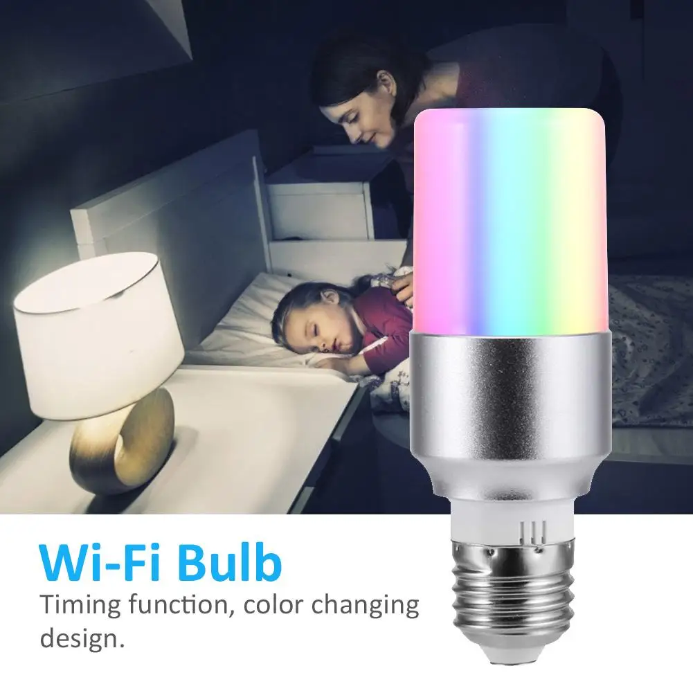 

led light bulb e27 E27 B22 AC85-265V 7W RGBW LED Light Bulb Smartphone Controlled Wi-Fi Smart Lamp Bulbs led lamp e27