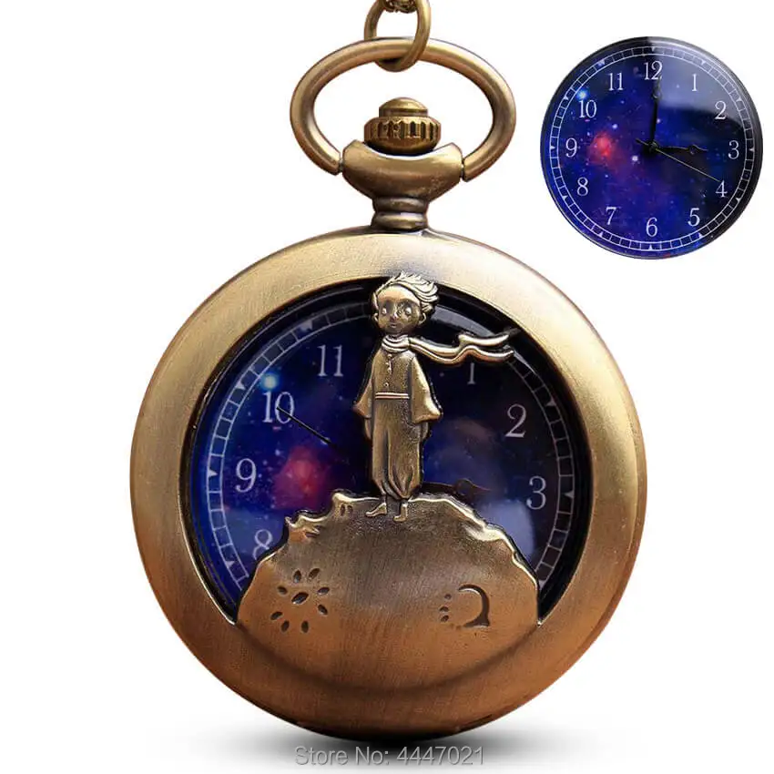 Animato The Little Prince Orologio Da Tasca Catene Collana Pendente Pianeta Orologi Da Tasca Al Quarzo Regali Steampunk Reloj De Bolskirt