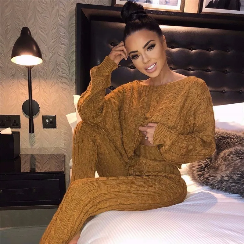 

Fuedage 2018 Winter Knitting Sweater Jumpsuits For WomenSolid Long Sleeve Autumn Playsui Stripe femme Rompers Womens Jumpsuit
