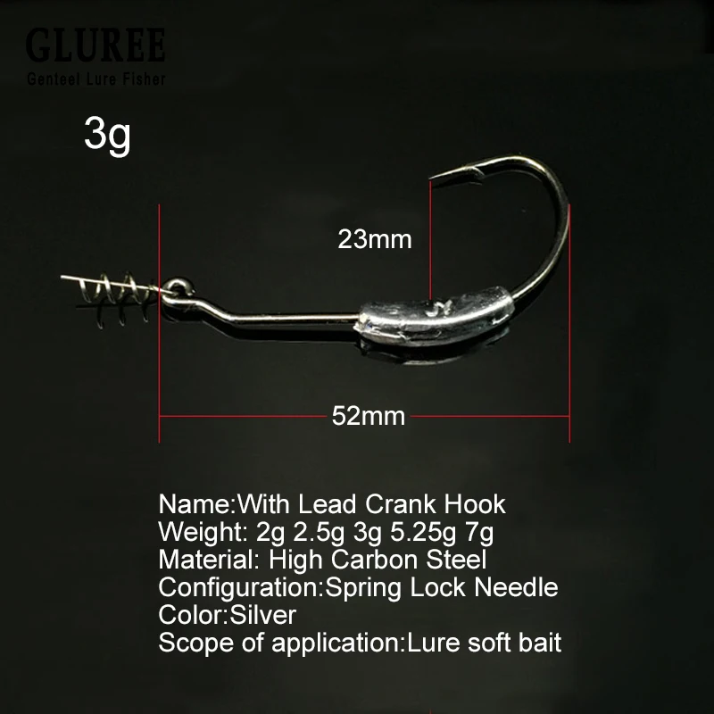 GLUREE 10 шт./партия 2 г 5 3 25 7 рыболовный крючок с свинцовой рукояткой рыболовные