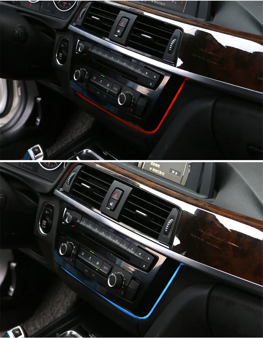 ラジオトリムledダッシュボードセンターコンソールacパネルライト青とorange色雰囲気bmw  4シリーズF30 lci