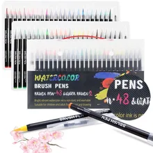24/48 цветов кисть для рисования акварельные художественные маркеры ручки и 1 кисть для воды в Цвет Рисование комиксов дизайн школьные принадлежности