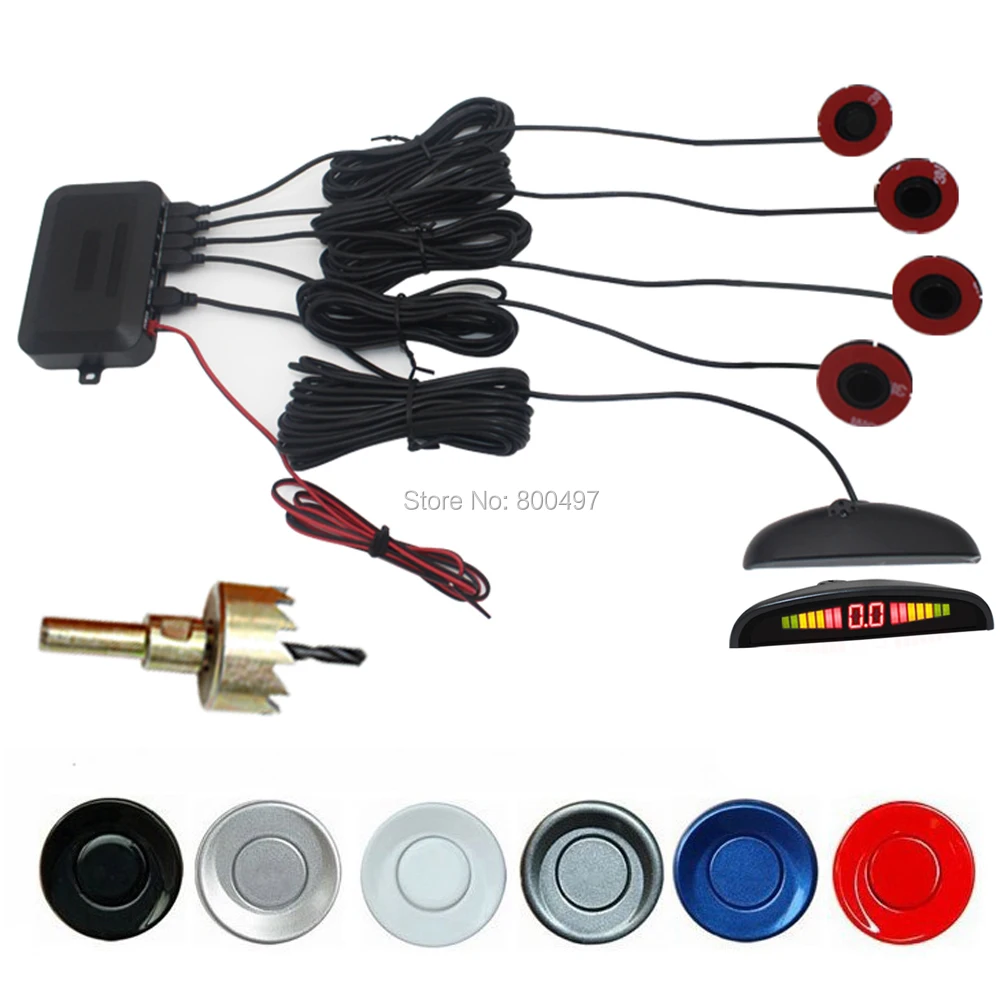 

New Car LED Parking Sensor Reverse Backup Radar Parking Assistance System With 16 mm Original Flat Sensors 6 Colors Available