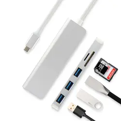 5 в 1 Тип-C концентратора Aluminiu сплава USB-C адаптер USB 3,0 Порты и разъёмы SD/TF Card Reader для lenovo Йога 720 Йога 920 930 идея 720 S ноутбуки