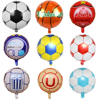 

50pcs/lot 18inch Club Football Basketball Volleyball Model Foil Balloons Happy Birthday Party Decoration Campus Party Supplies