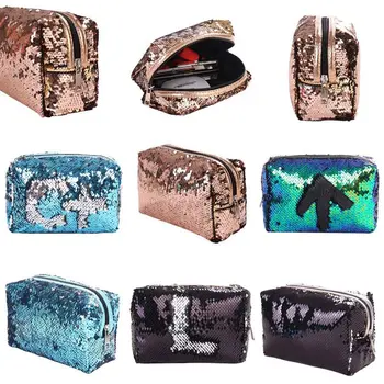 

New Sequin Makeup Bag Color Reversible Sequin Pencil Bags Girls Case Gift