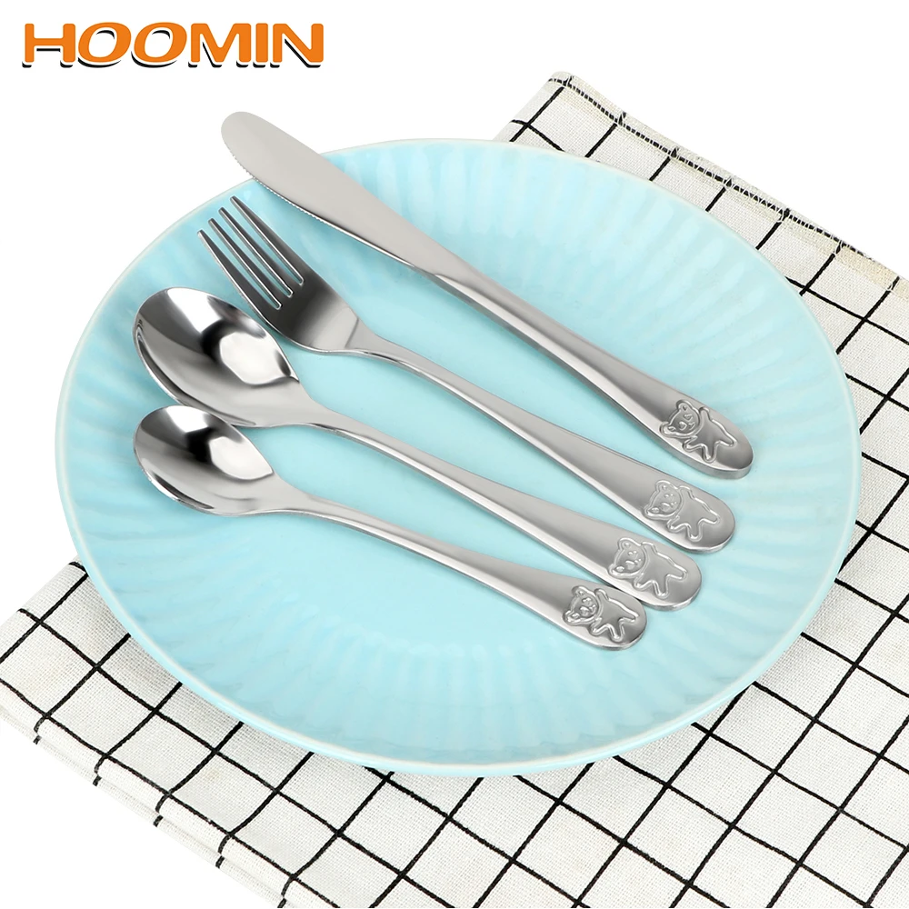 

HOOMIN Dinnerware Set Silver Food Dinner Tableware Spoon Knife Fork Stainless Steel Cutlery Set Kitchen Accessories