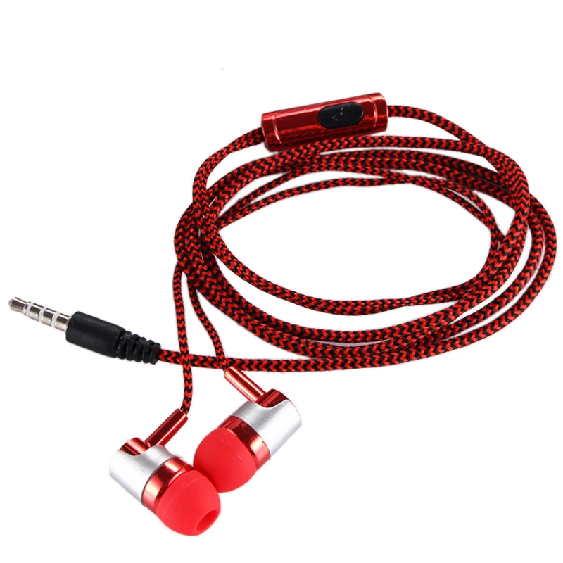 

H-169 3.5mm MP3 MP4 Wiring Subwoofer Braided Cord, Universal Music Headphones with Wheat Wire Control
