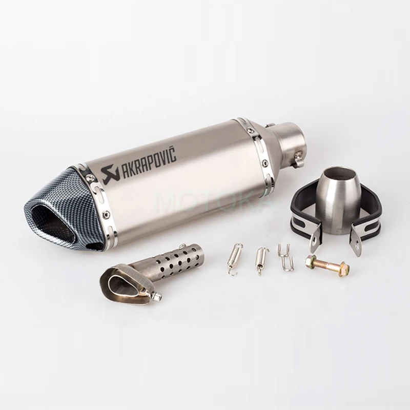 Left/Right Universal Motorcycle Akrapovic Exhaust Pipe Scooter Dirt Pit Bike Motocross KTM 51mm Escape Stainless Steel Slip-on