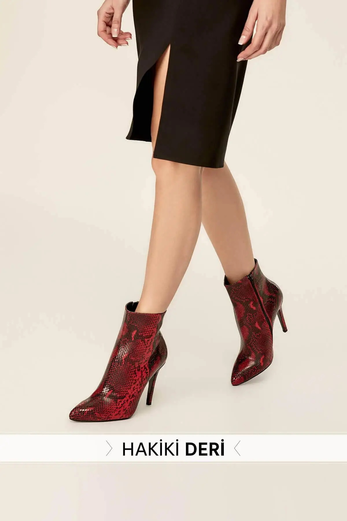 Trendyol Genuine Leather Red Snake Pattern Women 'S Boots TAKAW19DS0043 |
