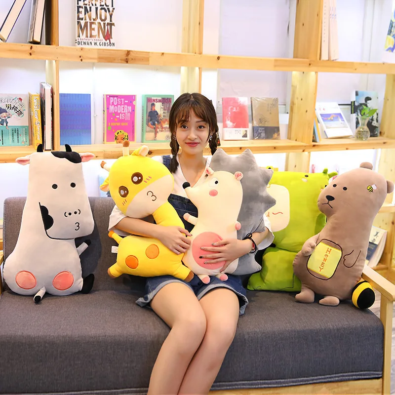 45 см Kawaii Жираф корова Ежик медведь плюшевая подушка игрушки Симпатичные Подушка