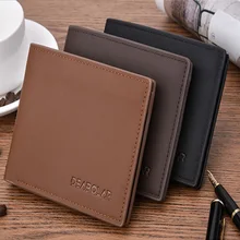 Для мужчин Мода PU компактный кожаный бумажник одноцветное Цвет Thin Coin деньги карман маленький кошелек для мужской короткий кошелек с держатель для карт