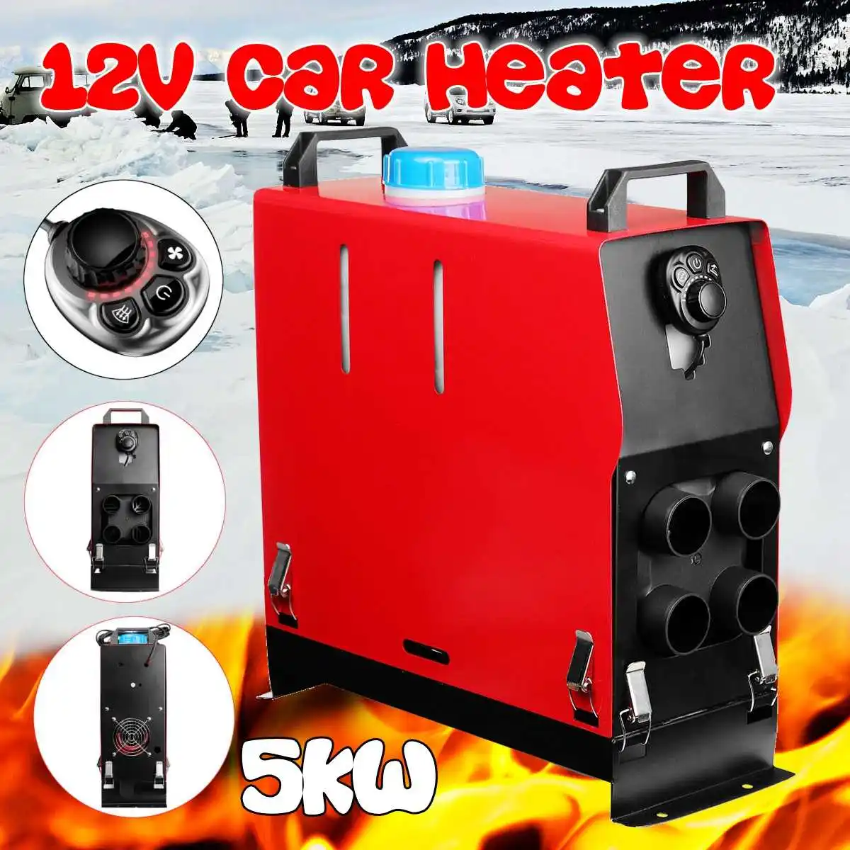

All In One 5000W Air diesels Heater 5KW 12V 4 Holes Car Heater For Trucks Motor-Homes Boats Bus +Newest Switch