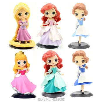 6'' Q Posket Princess Figures Aurora Mermaid Ariel Rapunzel Belle QPosket Characters Collectible Dolls Kids Girls Toys Gifts q posket characters the little mermaid princess ariel pvc figure collectible model toy 11cm