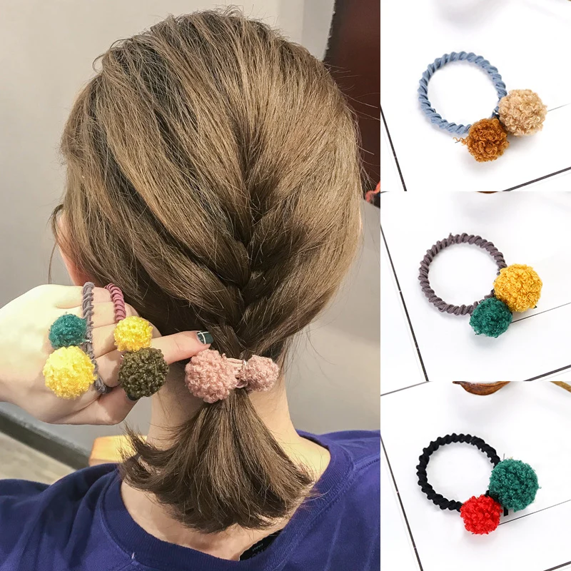 

Colorful Fur Ball Cute Ponytail Rope Headwear Pompom Hair Accessories Elastic Hair Band Girls Headband Headdress DIY