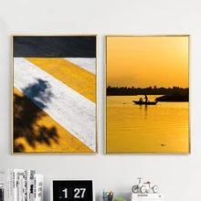 

Yellow Road and Sunset Posters and Prints Print on Canvas PaintingWall Art Landscape Picture for Living Room Home Decor No Frame