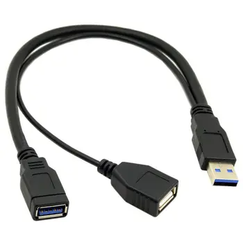 

USB 3.0 Female to Dual USB Male Extra Power Data Y Extension Cable for 2.5 inch Mobile Hard Disk