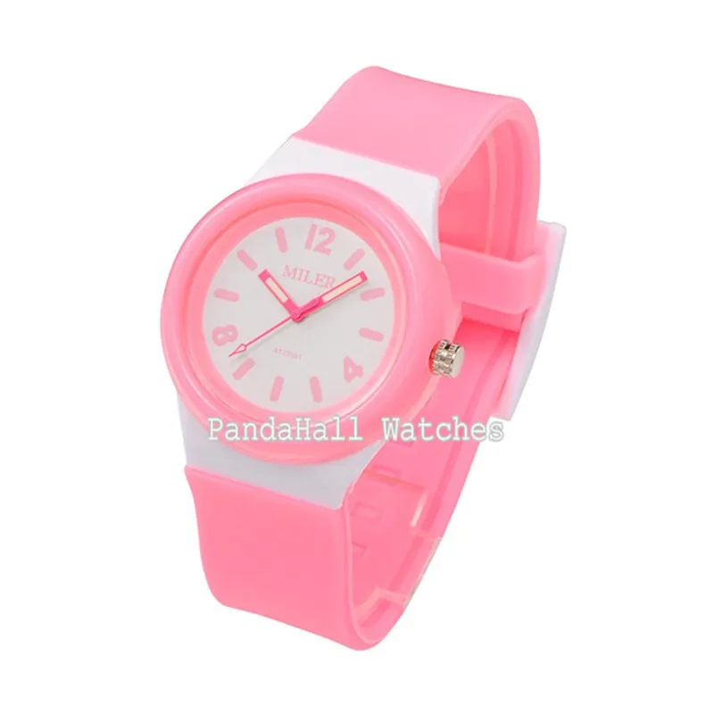 

High Quality Children's 304 Stainless Steel Silicone Quartz Wrist Watches, about 25mm wide, 230mm long; Watch Head: 48x43x13mm