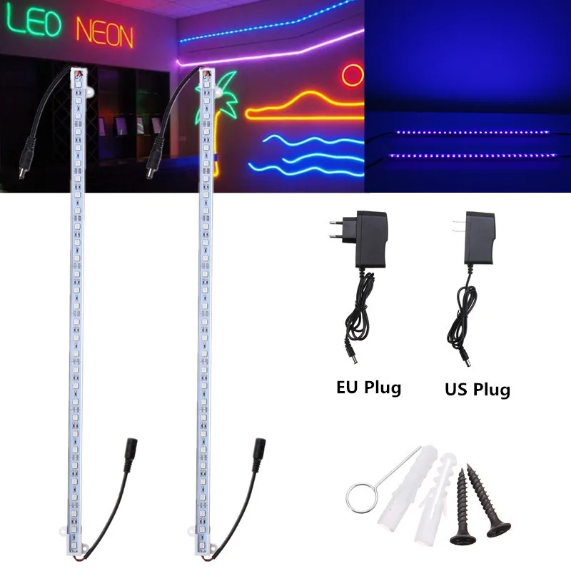 Super Bright LED Bar Lights 2PCS 50CM 5050 Hard Strip Bar light UV Purple Aluminum Tube Bar