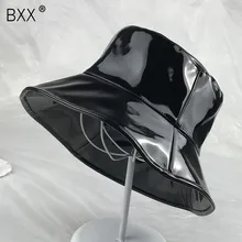 [BXX] весна лето Стильная классная Специальная Черная складная шляпа Campaniform из искусственной кожи Солнцезащитная ветрозащитная Рыбацкая шляпа LM651