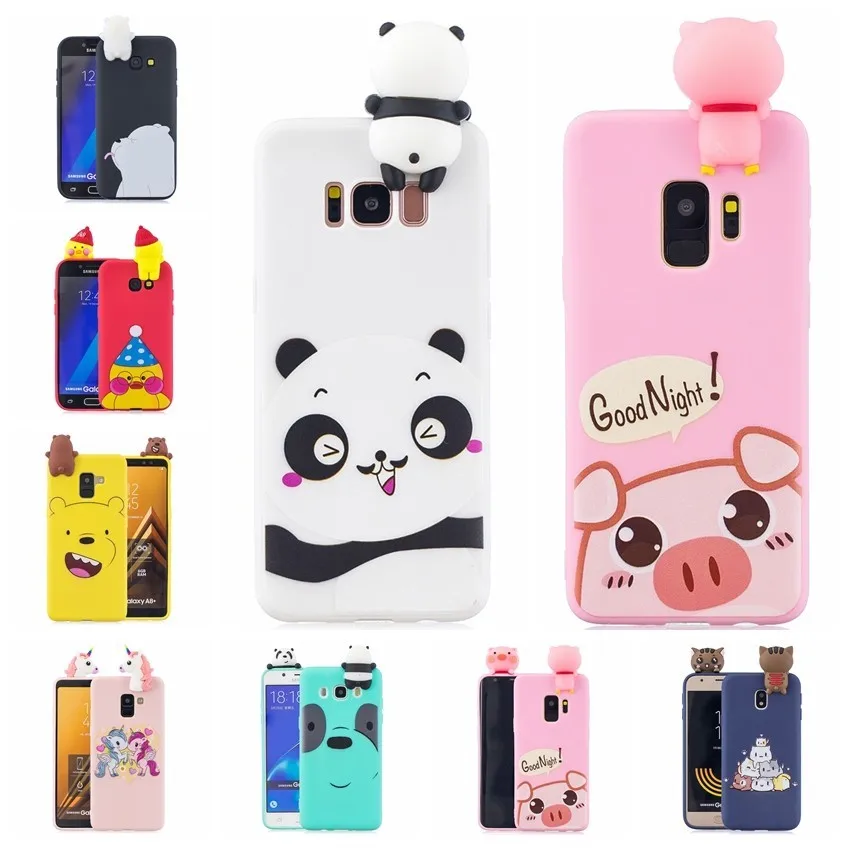 3D Diy Cartoon Animal Phone Case For Samsung Galaxy J3 J4 J5 J6 J7 A3 A5 A6 A7 A8 A9 S7 Edge S8 S9 Plus 2017 2018 Note8/9 Cover