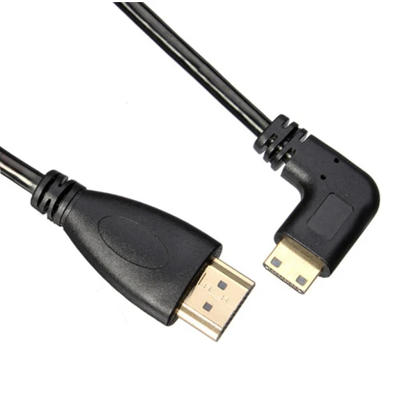 Zihan 90 градусов правый угловой тип Mini HDMI Male to HDMI Male stretch spring CABLE 4ft