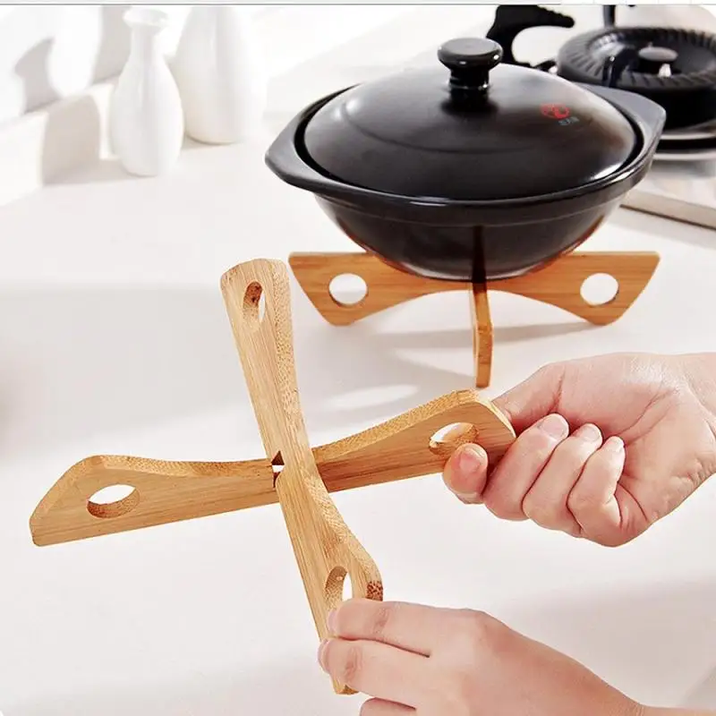 

1 set Placemats Steam Tray Rack Detachable Wood Table Mat Kitchen Pot Heat Insulated Cooling Dish Potholders Gadget Holder A30