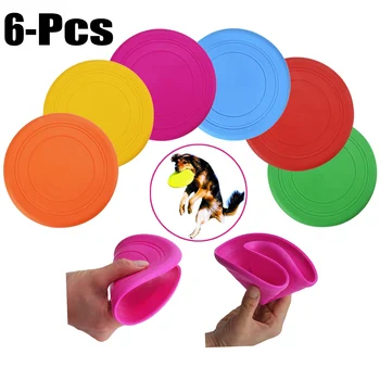 

6pcs Pets Dogs Silicone Outdoor Training Puppy Flying Discs Dog Fetch Toy Pet Dog Flying Disc Tooth Resistant Training Toy