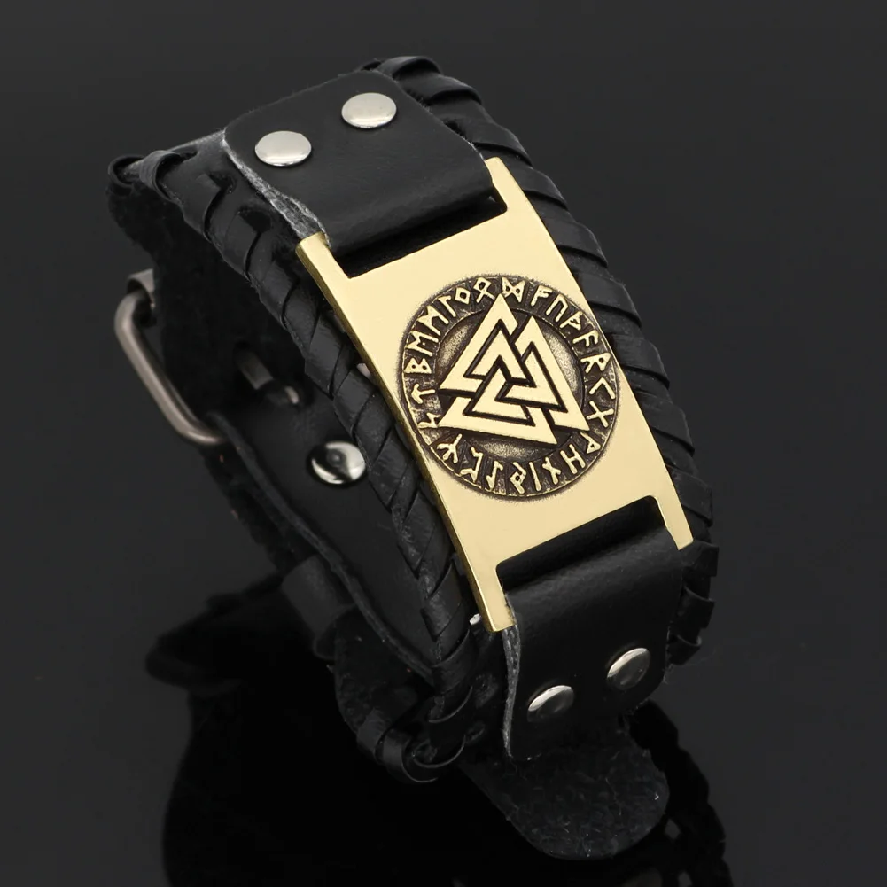 Nodic viking Vegvisir компас кожаный амулет символ Одина браслет регулируемый размер 19 28