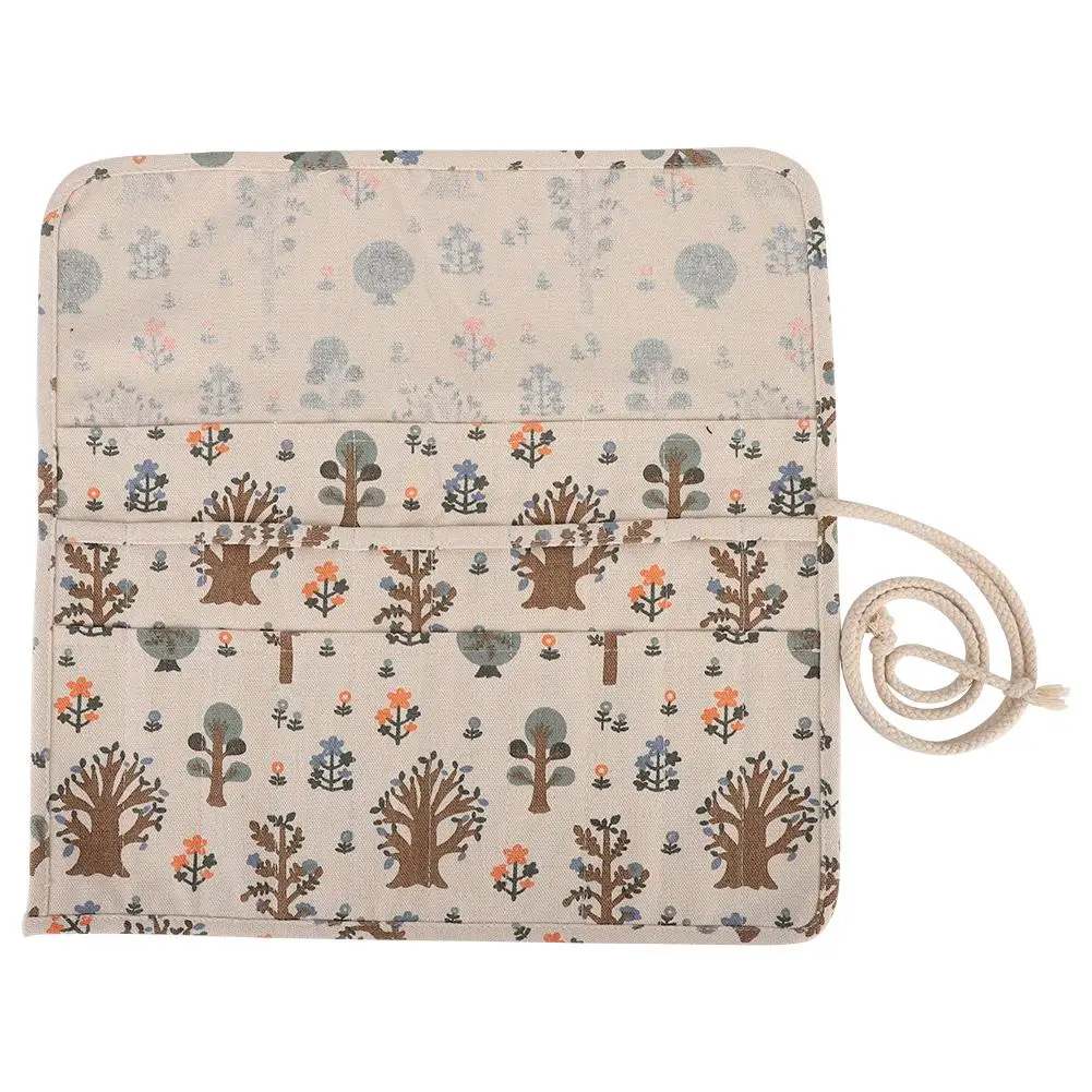 Floral Print Roll Up Pencil Bag Wrap Curtain Pen Case Large Capacity Storage Pouch | Дом и сад