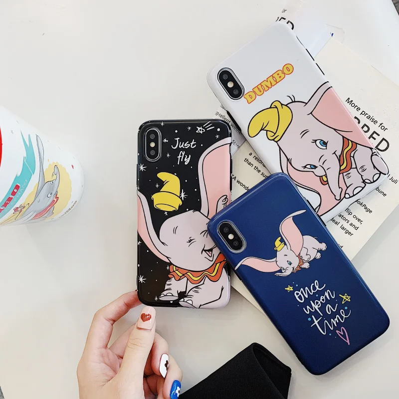 

Cartoon funny Popeye Dumbo Case for iPhone Xs Max XR X 8 7 6 6S Plus fashion lovely elephant Matte imd soft silicon Couple cover